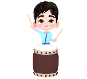 和太鼓を叩く男の子のイラスト