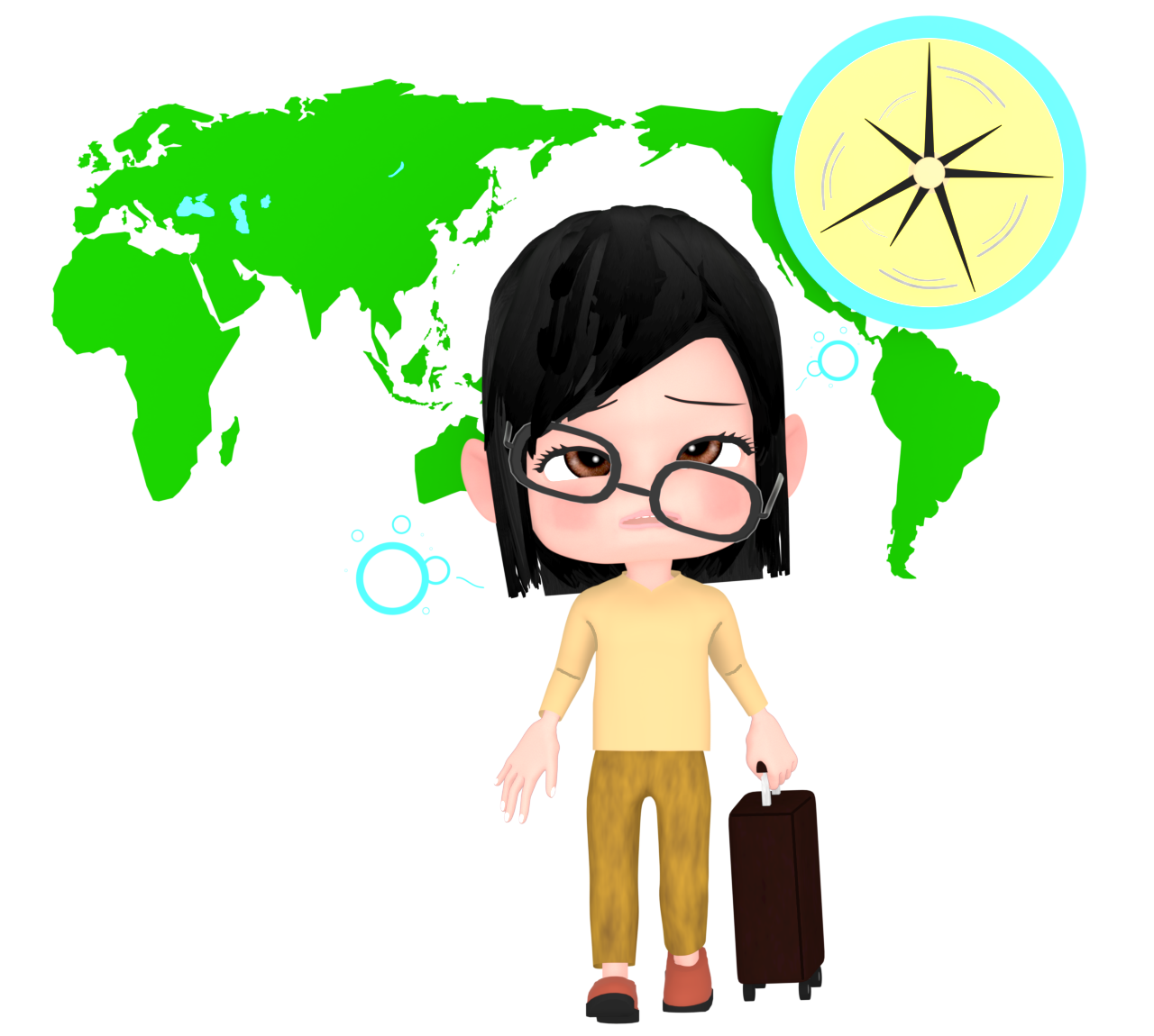 時差ボケのイラスト