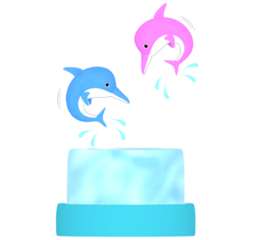 ジャンプをするイルカのイラスト