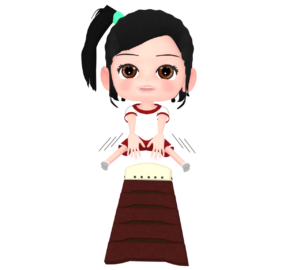 跳び箱をする女の子のイラスト