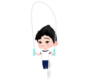 縄跳びをする男子生徒のイラスト