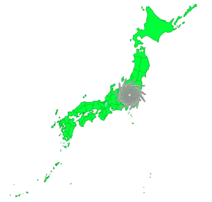 関東地方に上陸した台風のイラスト