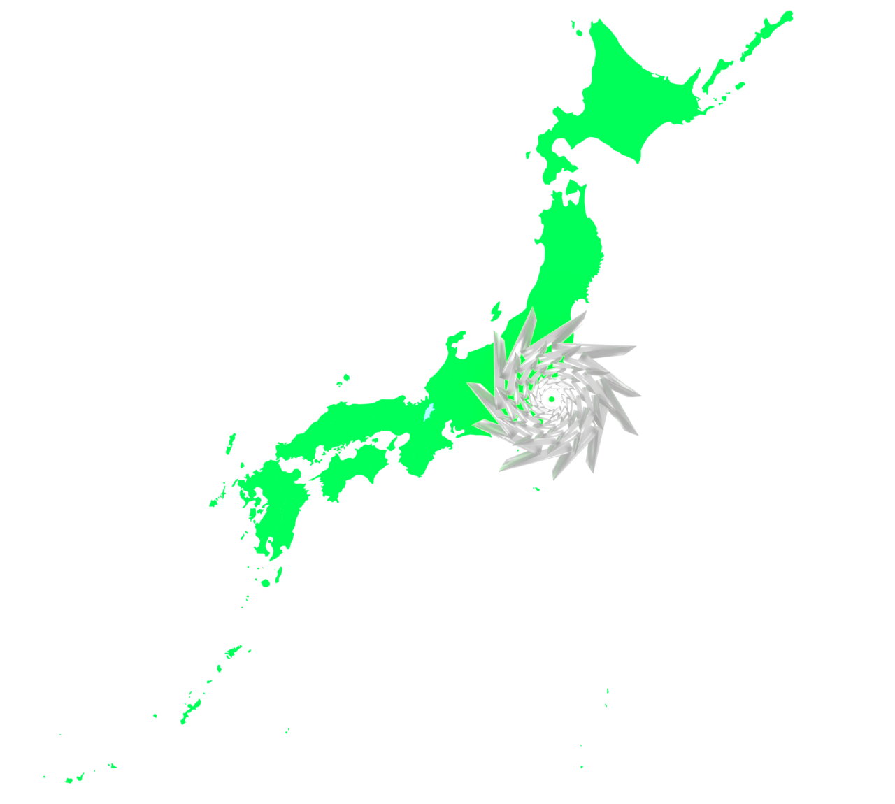 関東地方に上陸した台風のイラスト