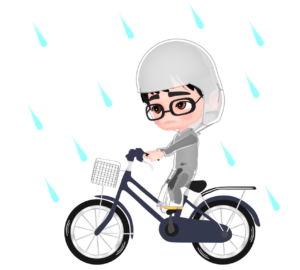 カッパで自転車に乗るイラスト