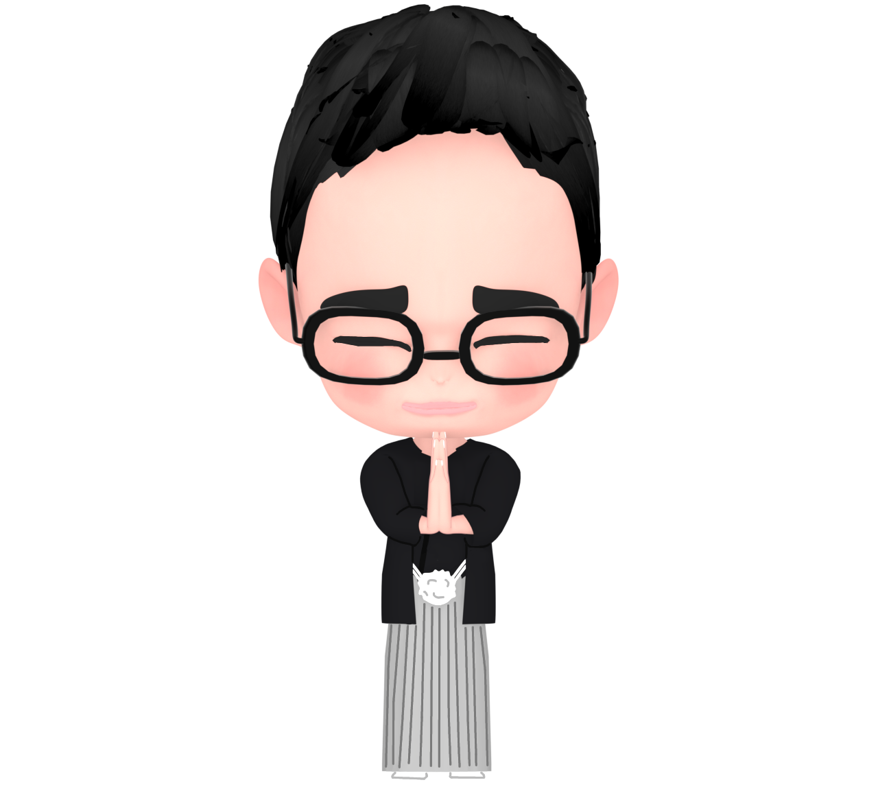 着物でお祈りをする男の子のイラスト