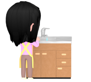 キッチンに立つ女性のイラスト