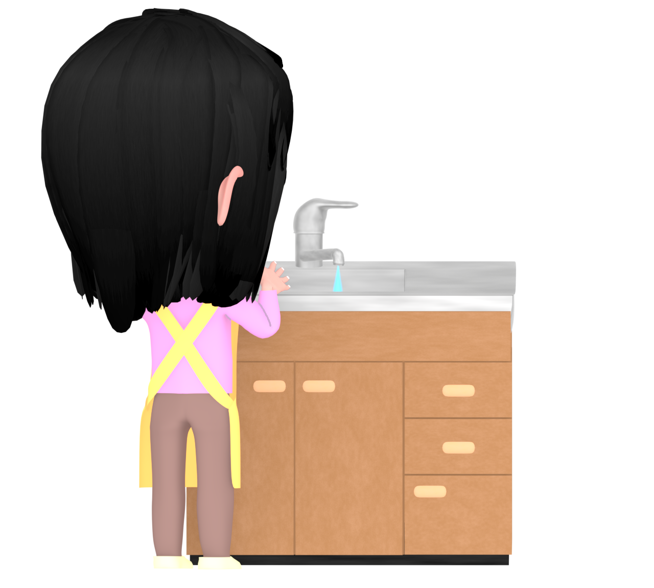 キッチンに立つ女性のイラスト