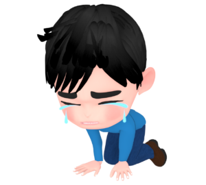 膝をついて号泣をする男性のイラスト