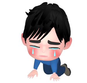 膝をついて号泣する男性のイラスト