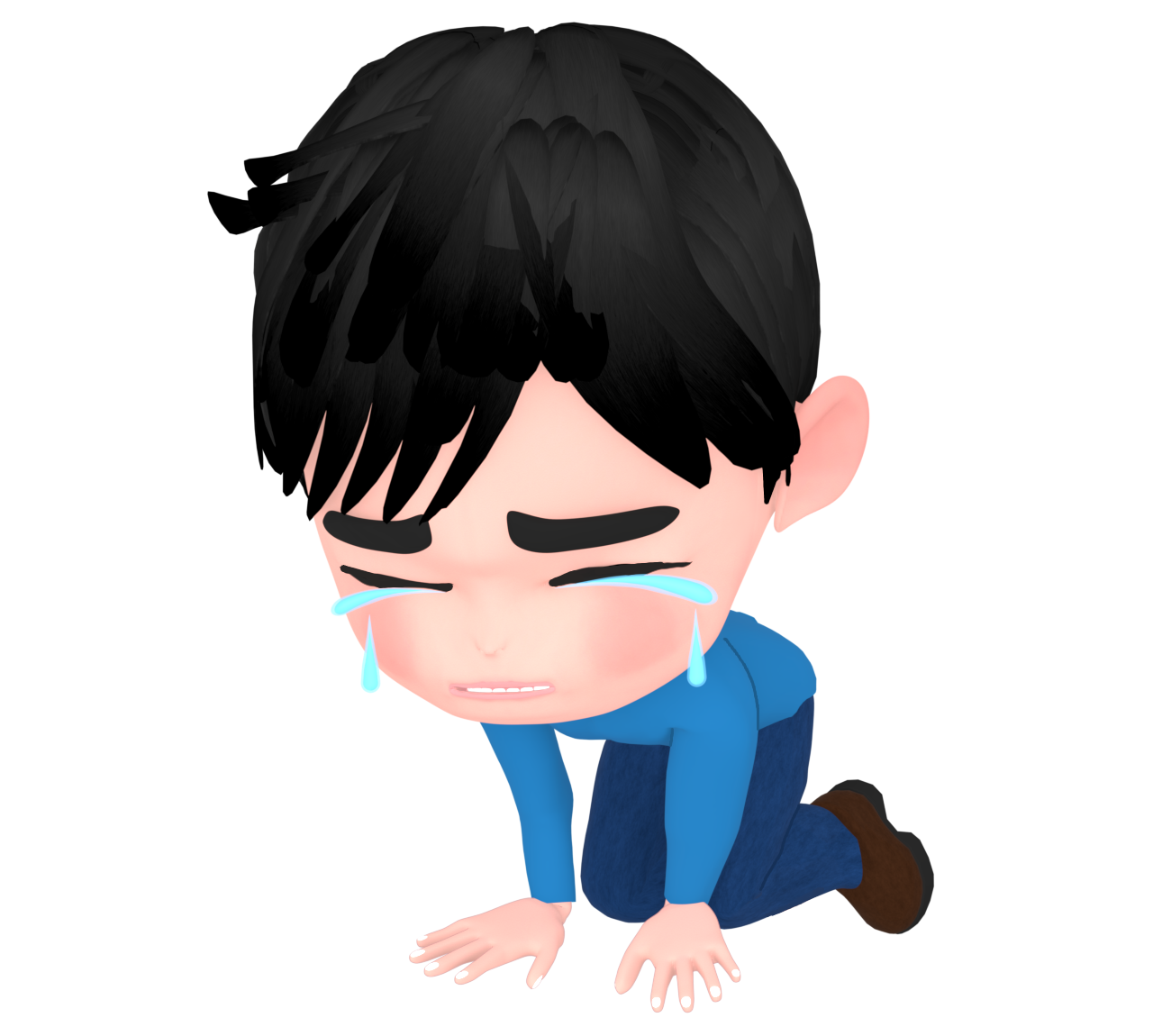 膝をついて号泣をする男性のイラスト