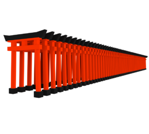 京都 伏見稲荷大社のイラスト（千本鳥居）