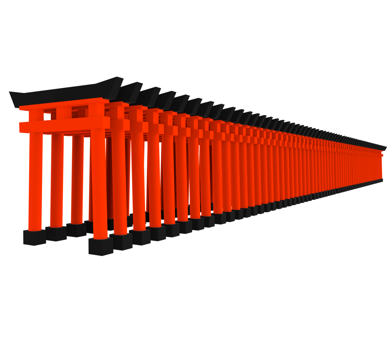 京都 伏見稲荷大社のイラスト（千本鳥居）