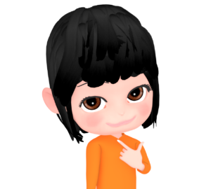 「きゅんです」のポーズをする女の子のイラスト