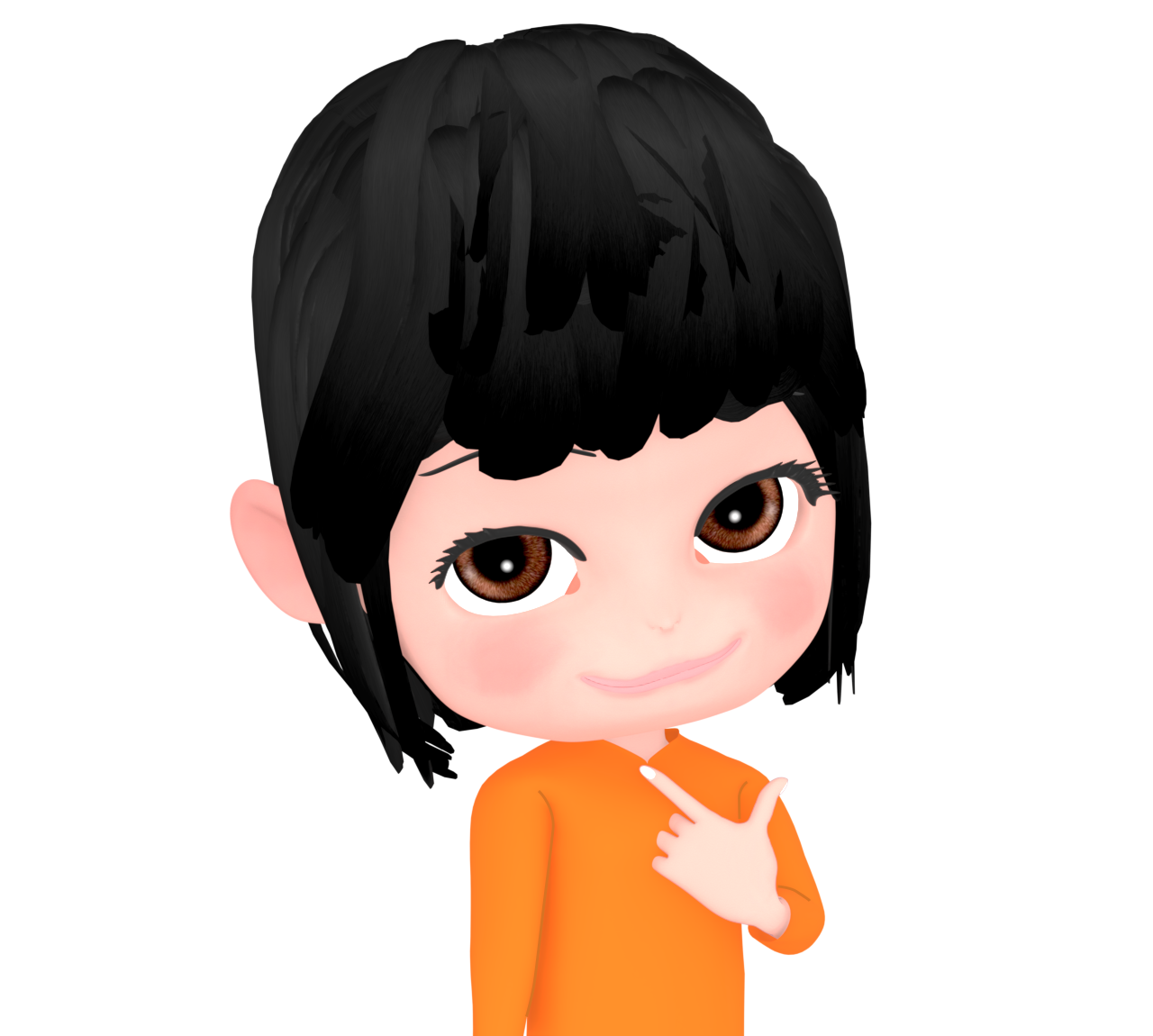 「きゅんです」のポーズをする女の子のイラスト