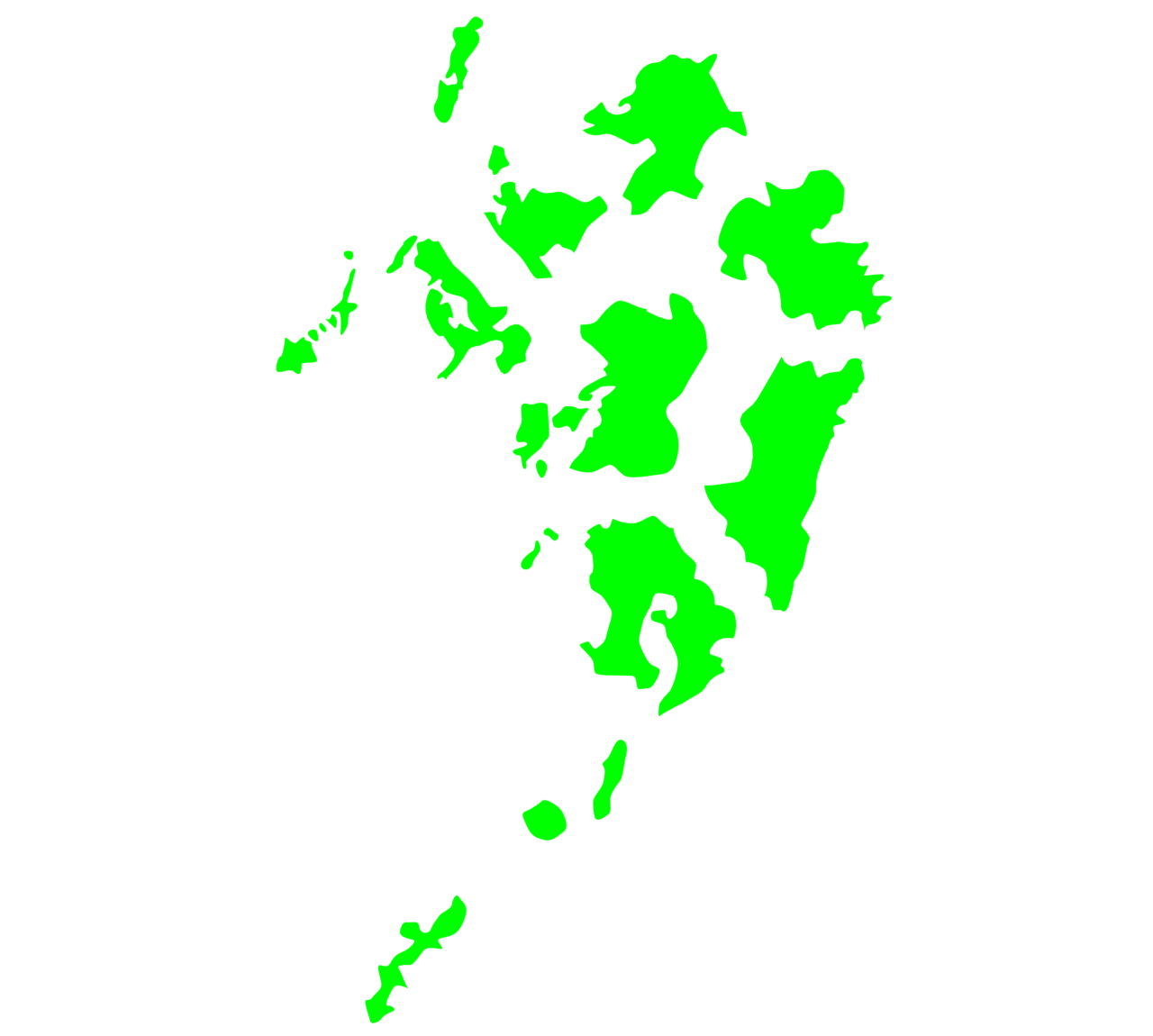 九州・沖縄地方をバラした地図のイラスト