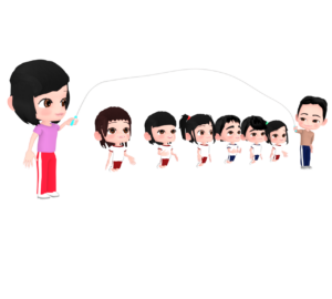 大縄跳びを跳ぶ子供のイラスト