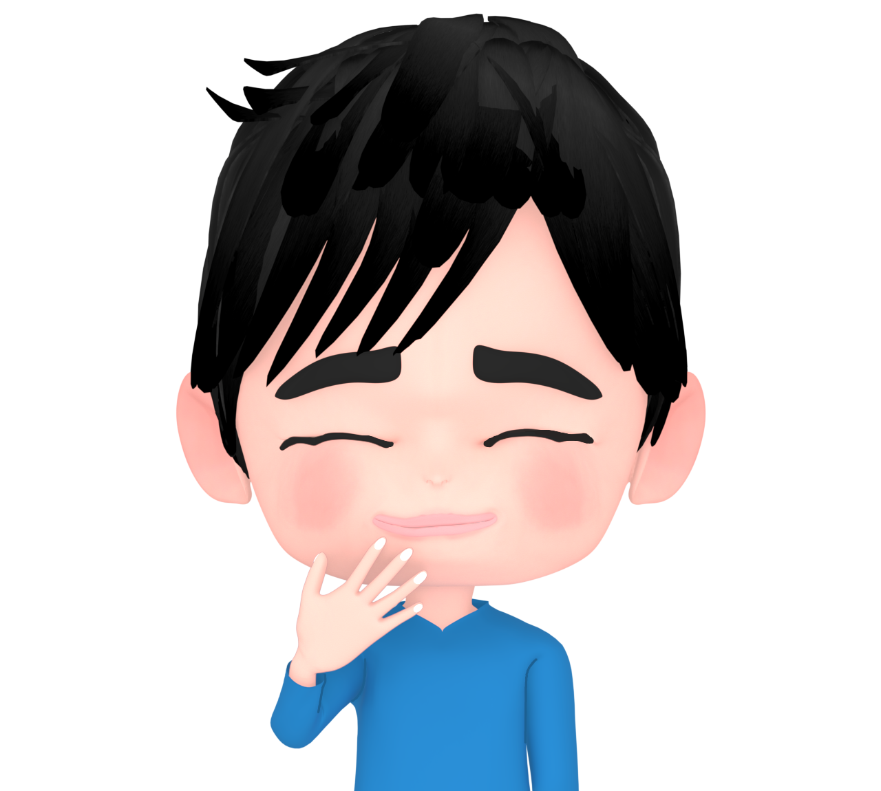 口を隠して笑う男性のイラスト