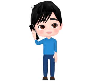 笑いながらスマホで話す男性のイラスト