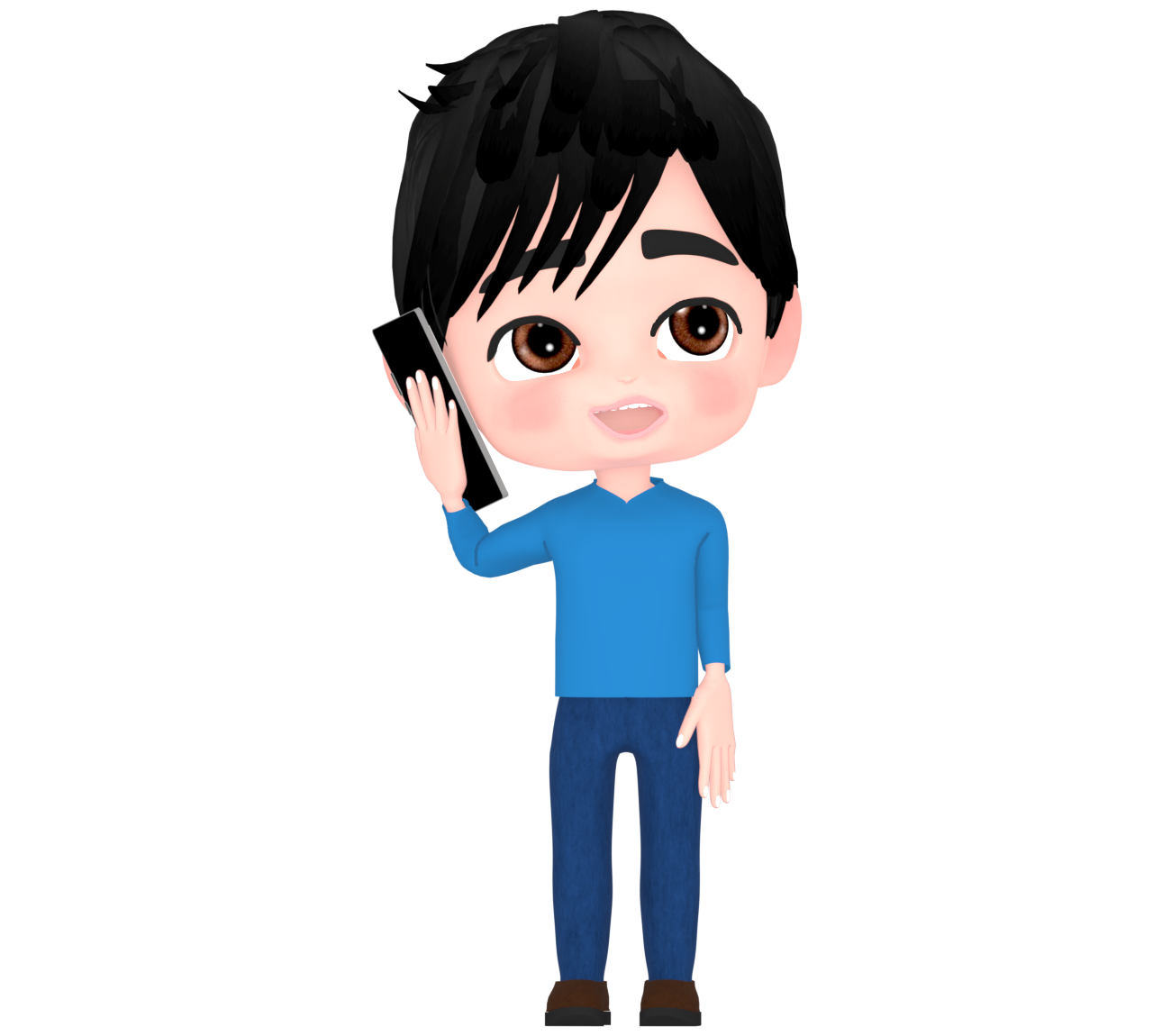 笑いながらスマホで話す男性のイラスト