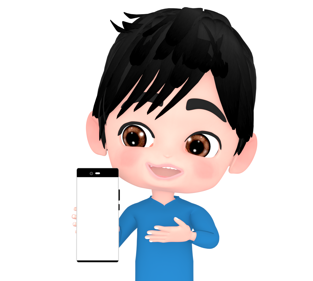 笑ってスマホを見せる男性のイラスト 10 笑ってスマホを見せる男性のイラスト