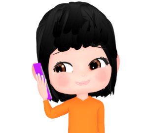 笑いそうになるスマホで話す女性のイラスト