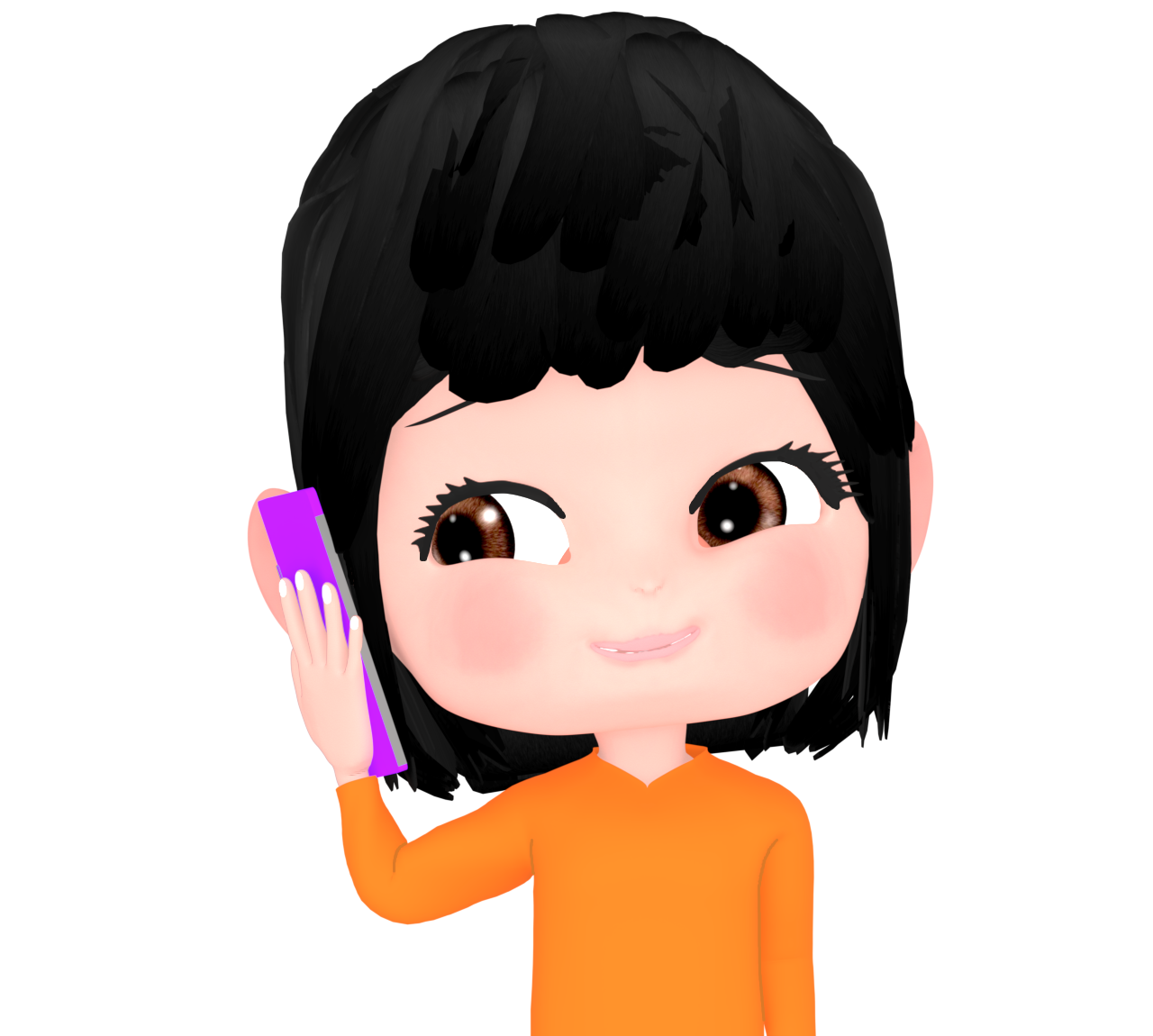 笑いそうになるスマホで話す女性のイラスト