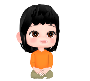笑いながら胡座をかく女性のイラスト