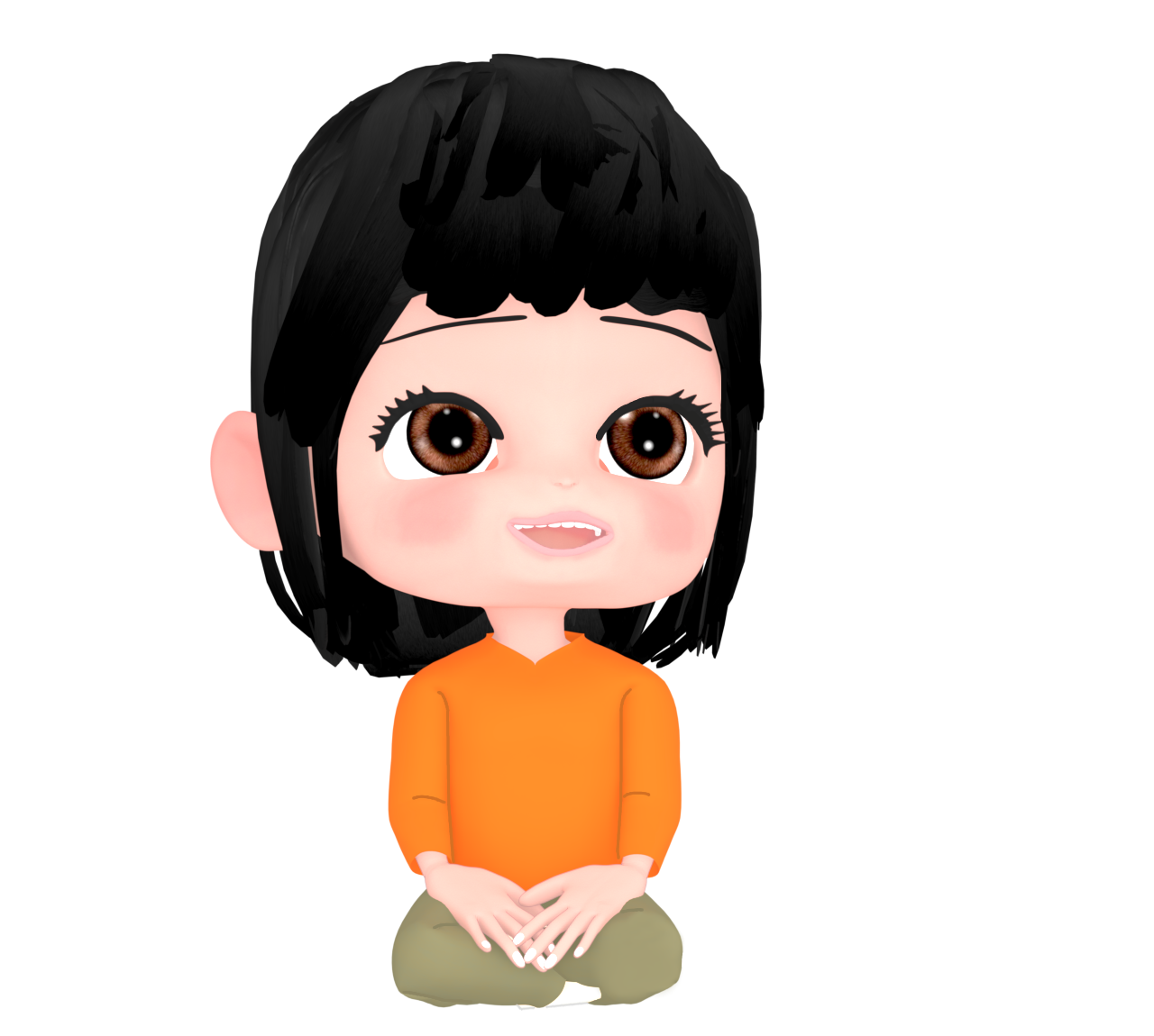 笑いながら胡座をかく女性のイラスト