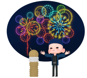 打ち上げる花火職人のイラスト