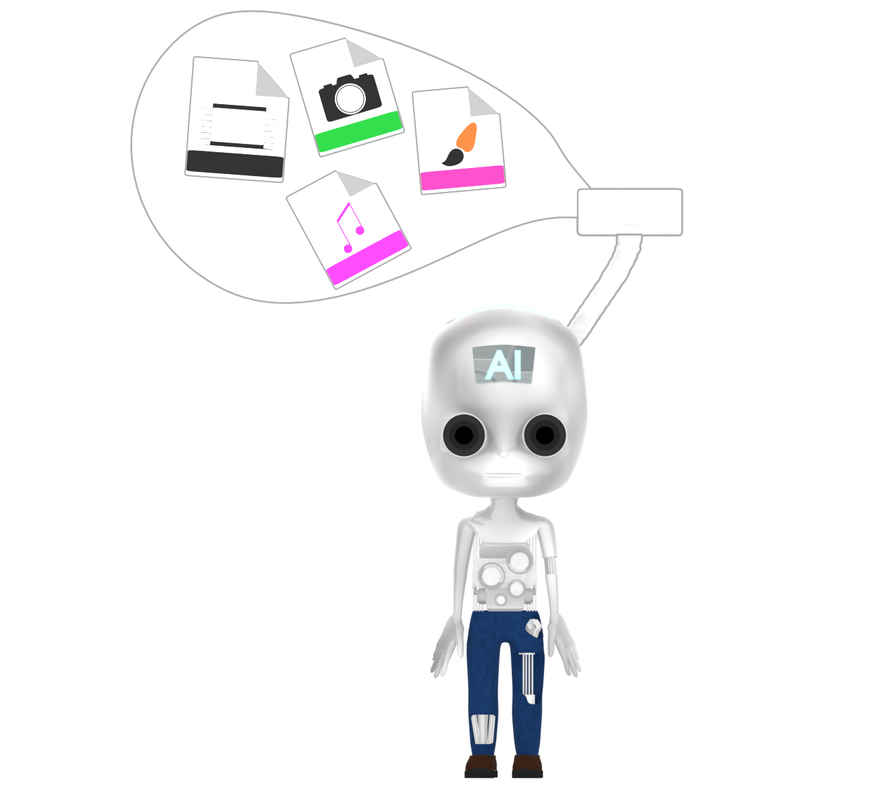 学習をする人工知能のイラスト