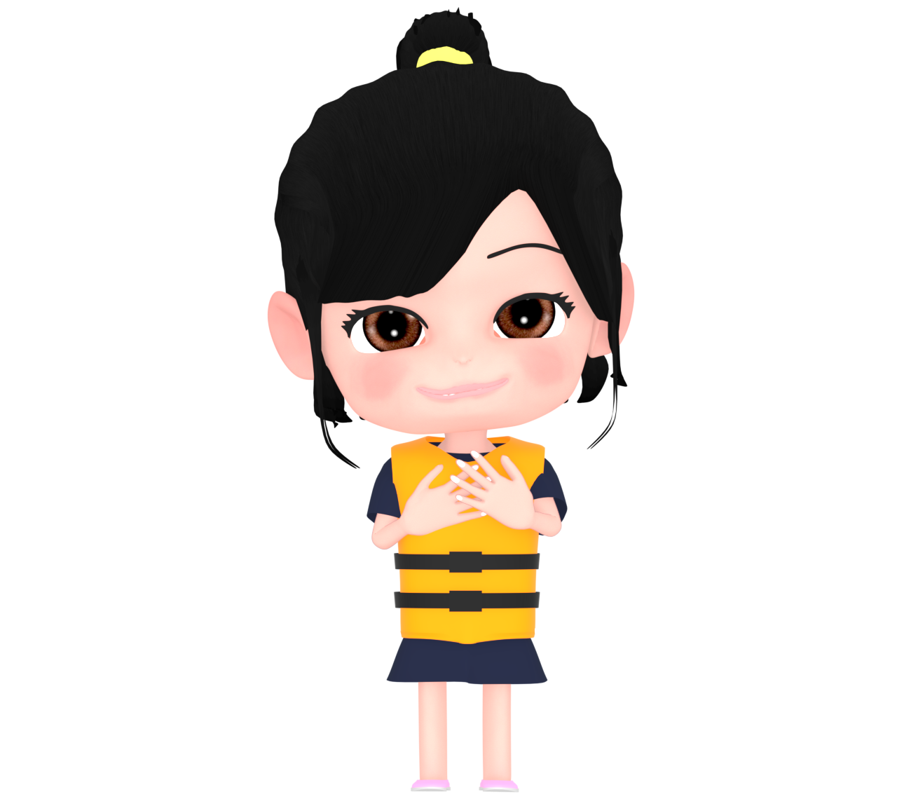 ライフジャケットを着た女の子のイラスト