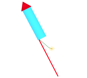 水色のロケット花火のイラスト