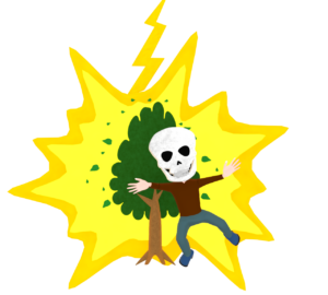 雷が直撃をする人のイラスト
