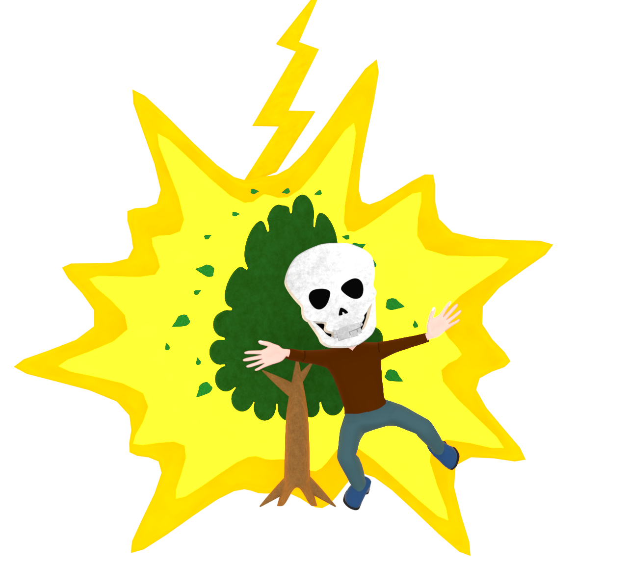 雷が直撃をする人のイラスト