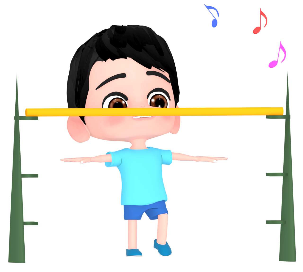 リンボーダンスを楽しむ男の子のイラスト