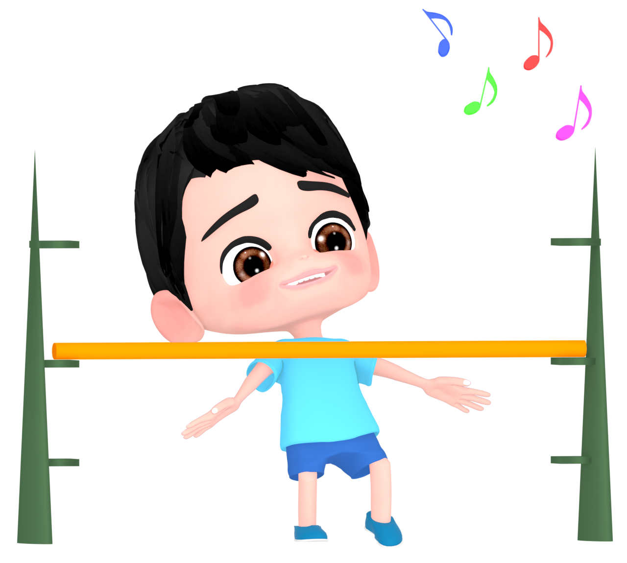 リンボーダンスに挑戦をする男の子のイラスト