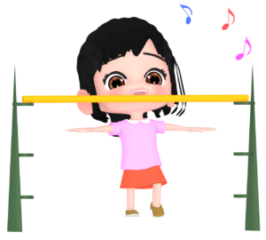 リンボーダンスをする女の子のイラスト