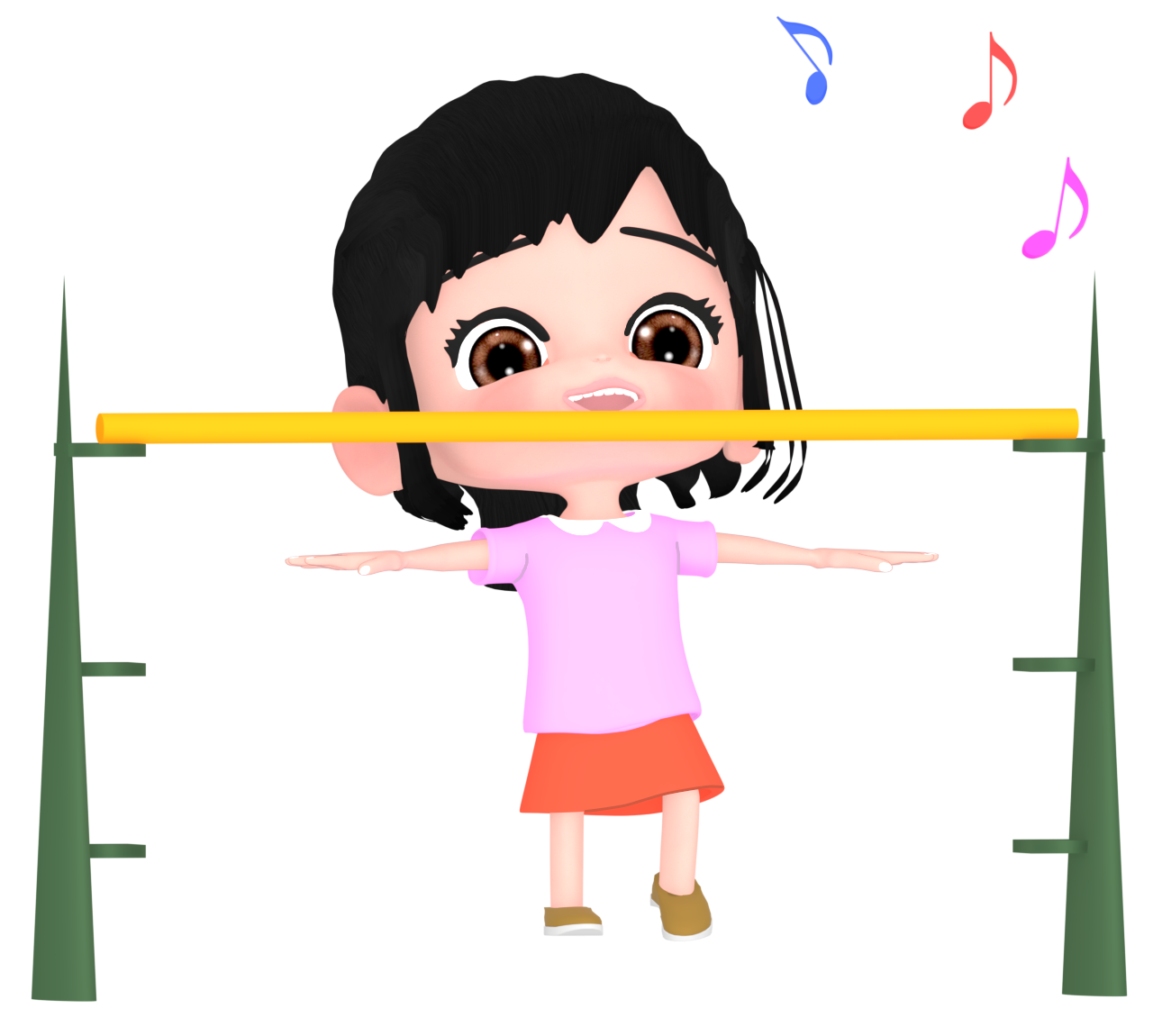 リンボーダンスをする女の子のイラスト