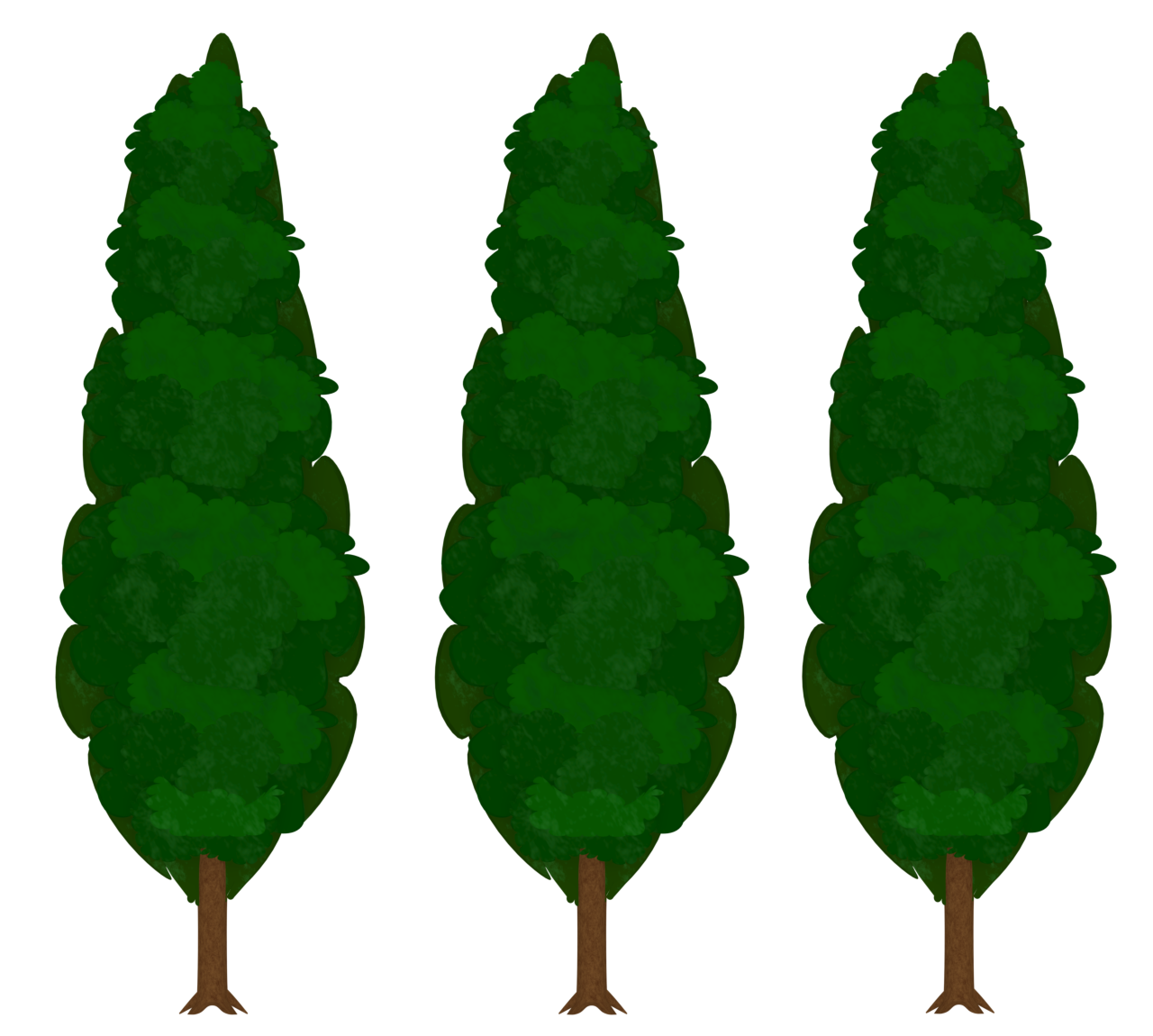 並ぶ糸杉のイラスト