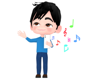 スマホで音楽を聴く男性のイラスト