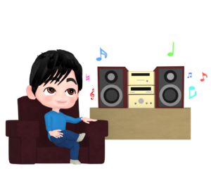 音楽鑑賞を楽しむ男性のイラスト