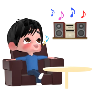 音楽鑑賞を楽しむ男性のイラスト