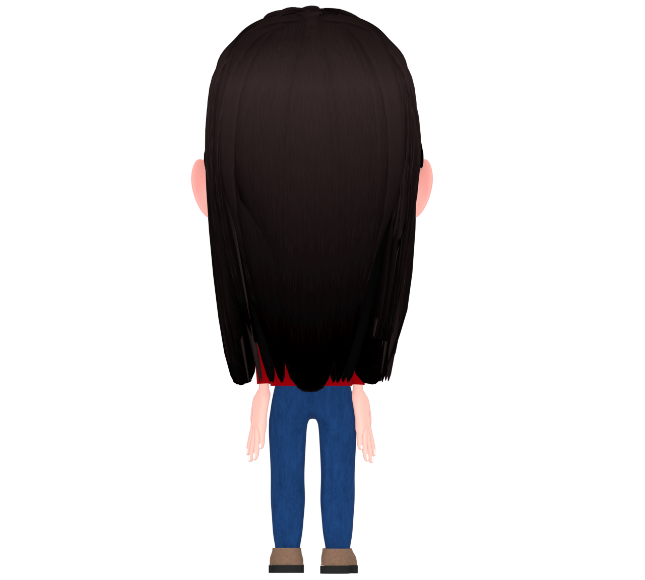 ロングヘアーの後ろ姿のイラスト