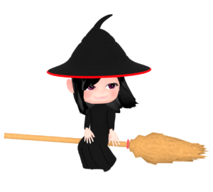 髪の長い魔法使い少女のイラスト