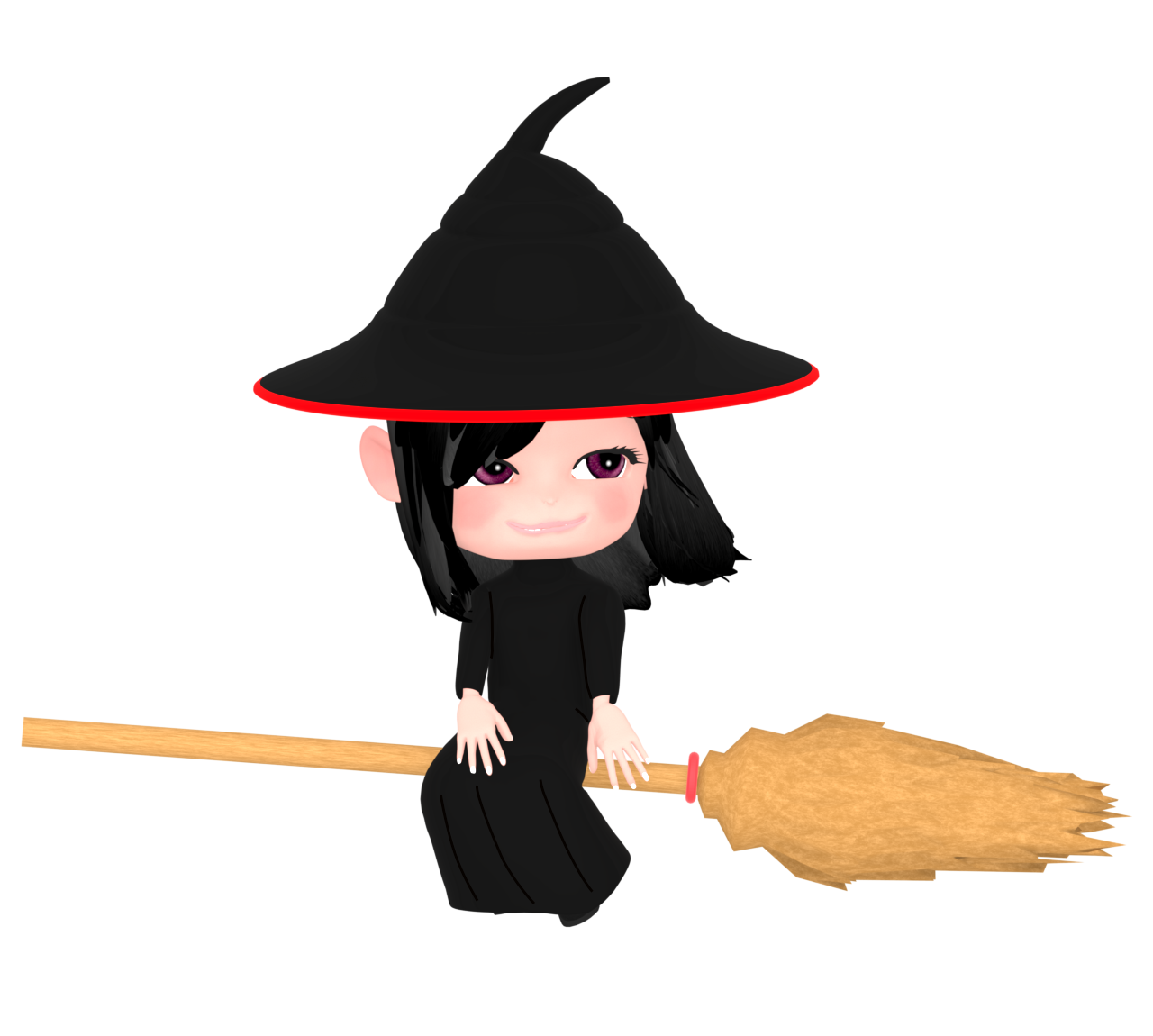 髪の長い魔法使い少女のイラスト