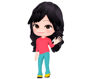 ロングパーマの女性のイラスト