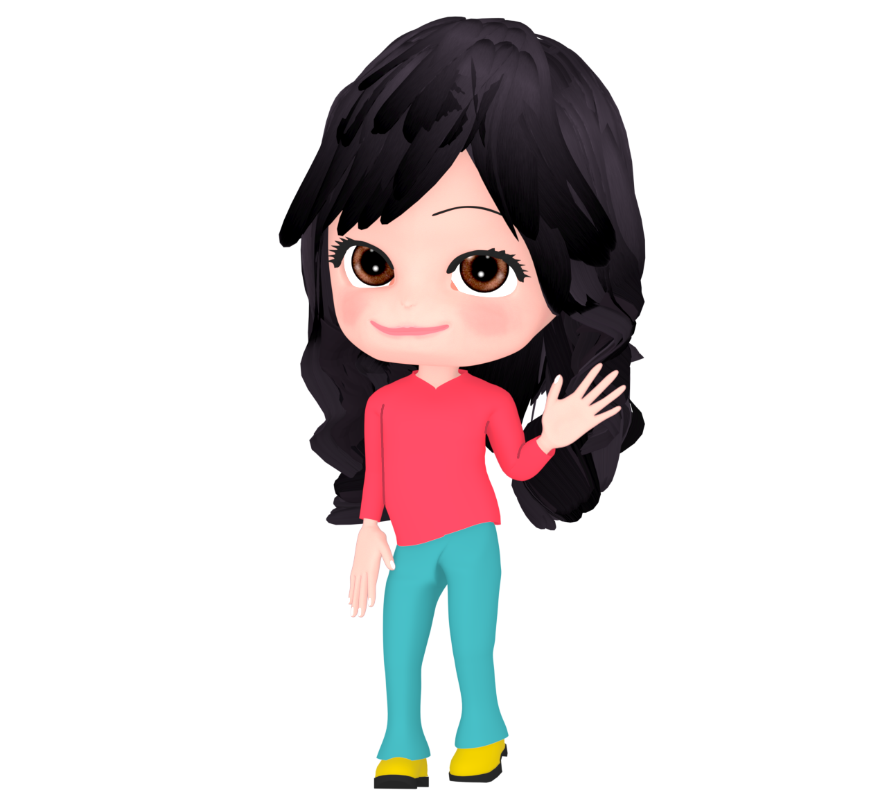 ロングパーマの女性のイラスト