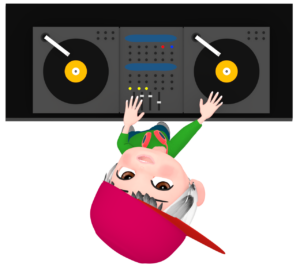 上を見るDJのイラスト