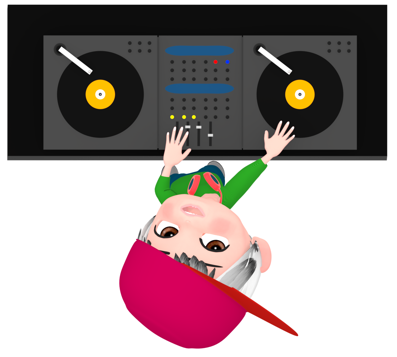 上を見るDJのイラスト 13 上を見るDJのイラスト