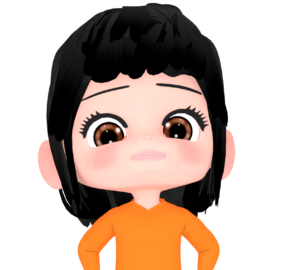 上から真顔で見下ろす女性のイラスト